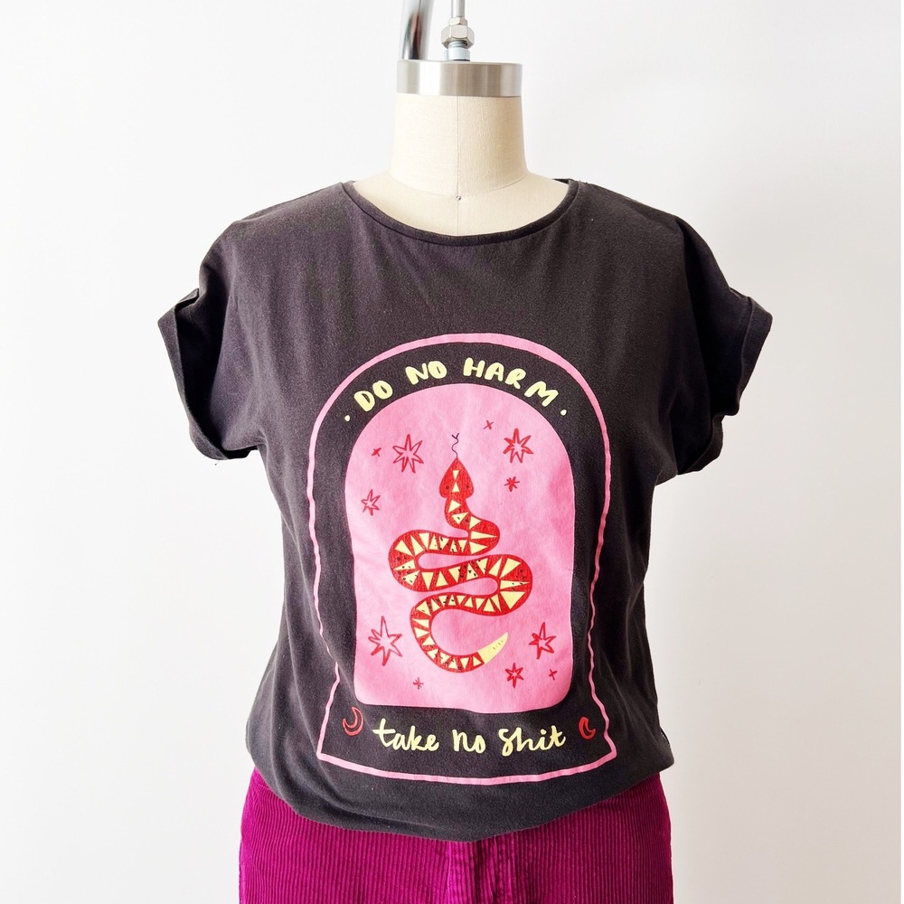 Dedicated Graphic Tee Black Do No Harm‎ Take No Shit Snake Organic Cotton S